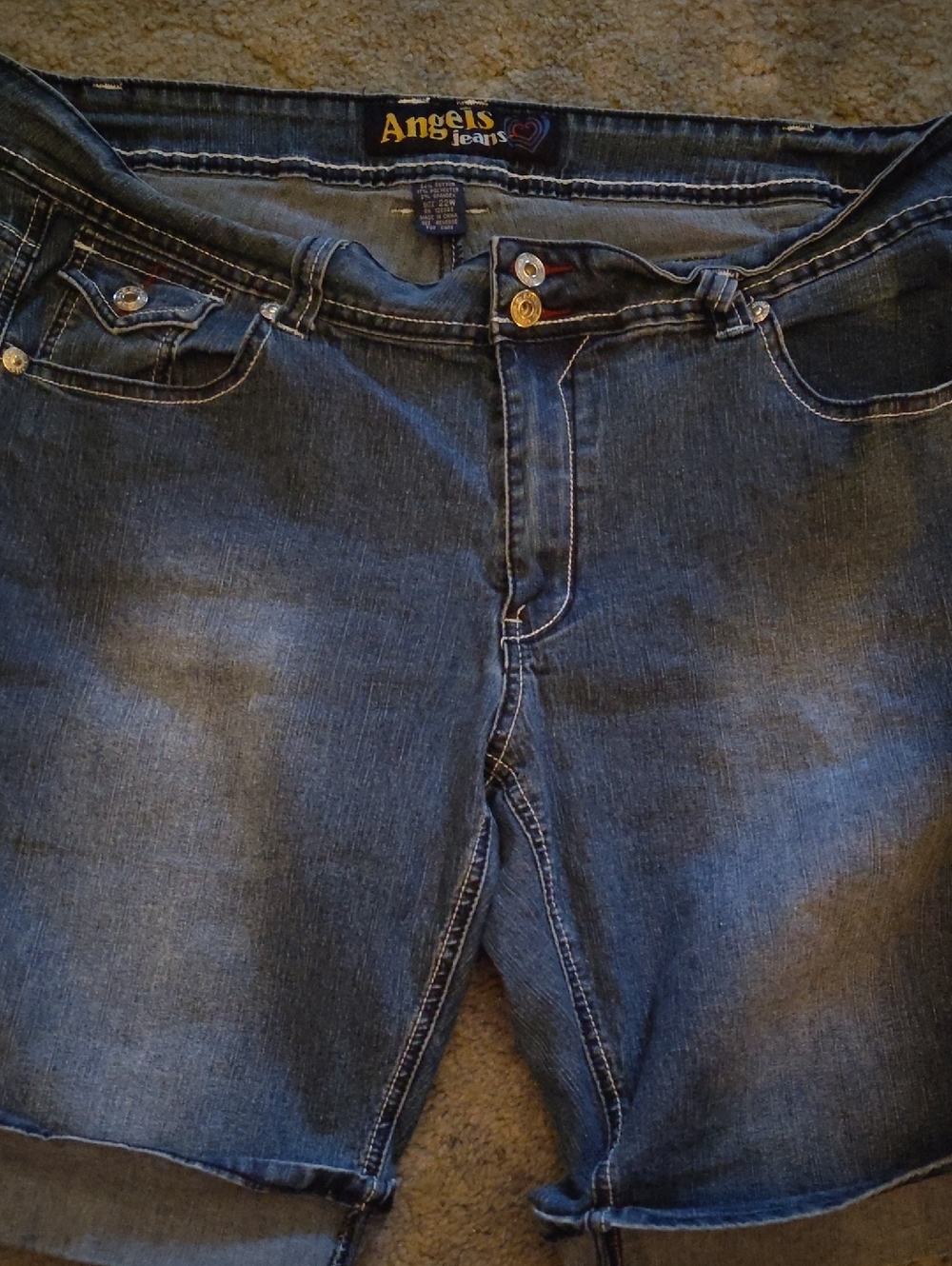 Angels Jeans Women's Faded Blue Relaxed Denim Bermuda Shorts 22W